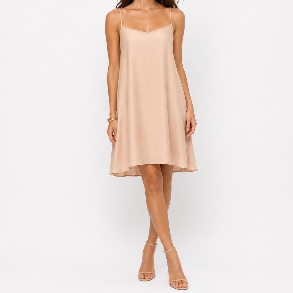 Tuckernuck Minimalist Slip Dress V-Neck Adjustable Strap Nude Beige XL